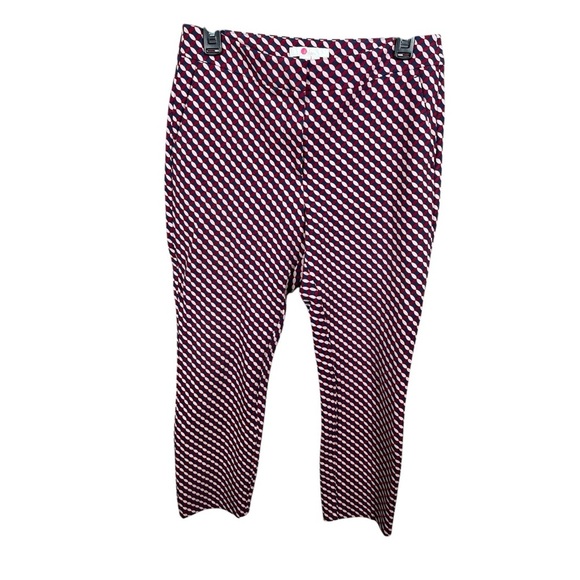 Boden Hampshire Red Geometric Print Ponte Knit Ankle Crop Pants Teacher Spring - Picture 1 of 11